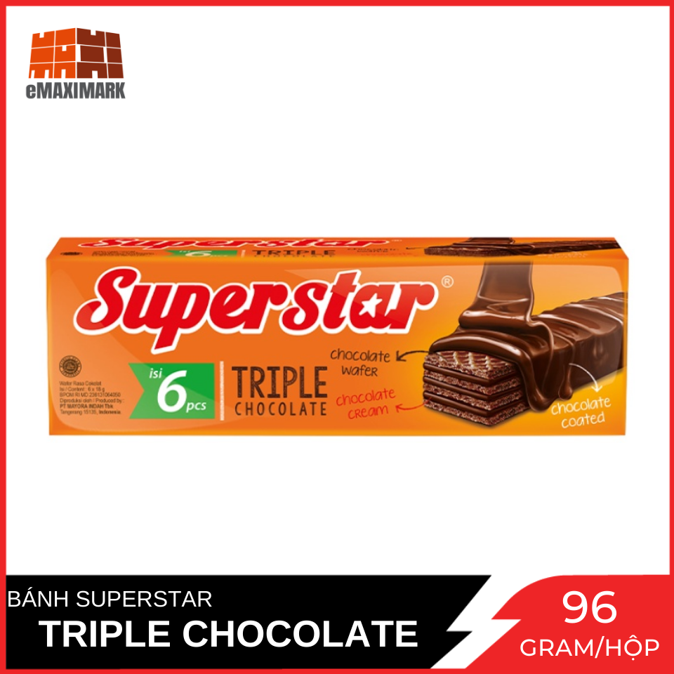 Bánh xốp Super Star Triple Choco 96g