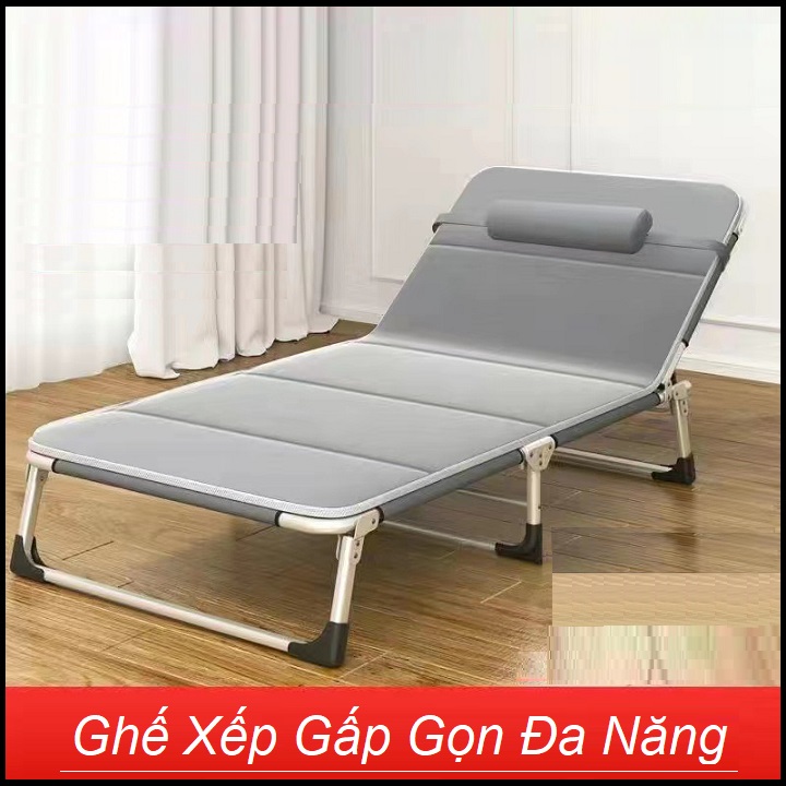 Ghế xếp văn phòng gấp gọn đa năng, khung thép chịu lực, giường gấp văn phòng tiện lợi