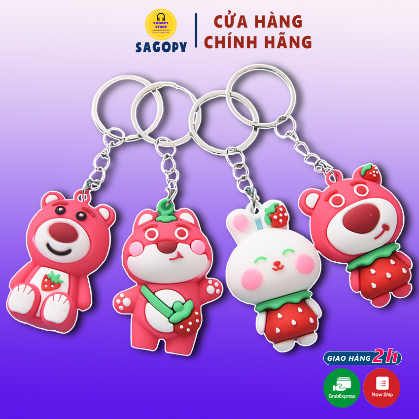 Móc khóa thời trang hoạt hình S P cute treo balo, cài túi xách tote gấu bông (ngẫu nhiên)