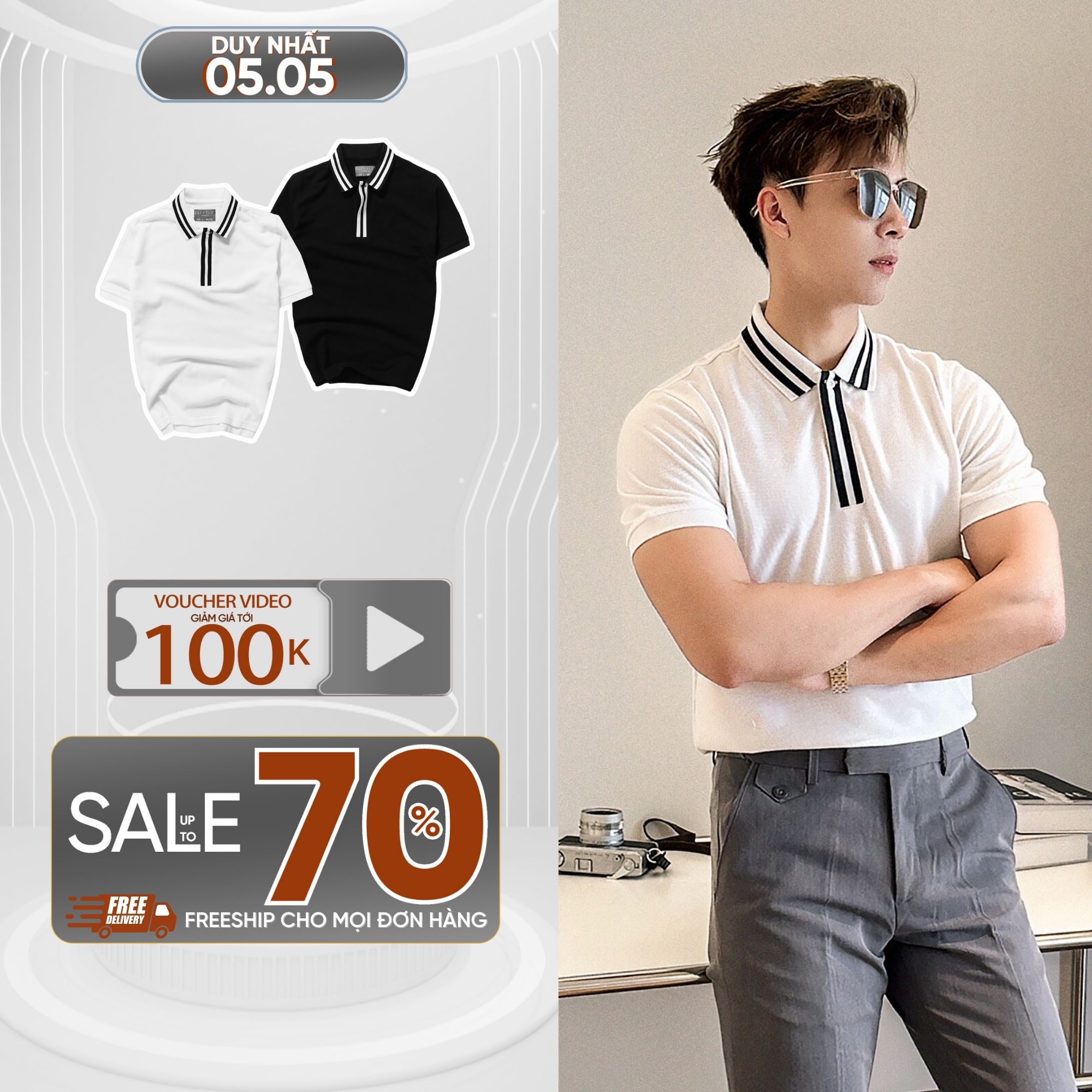 Áo polo phối cổ polido kiểu dáng slimfit thời trang nam trẻ trung hiện đại phong cách dễ mặc dễ phối đi làm đi chơi