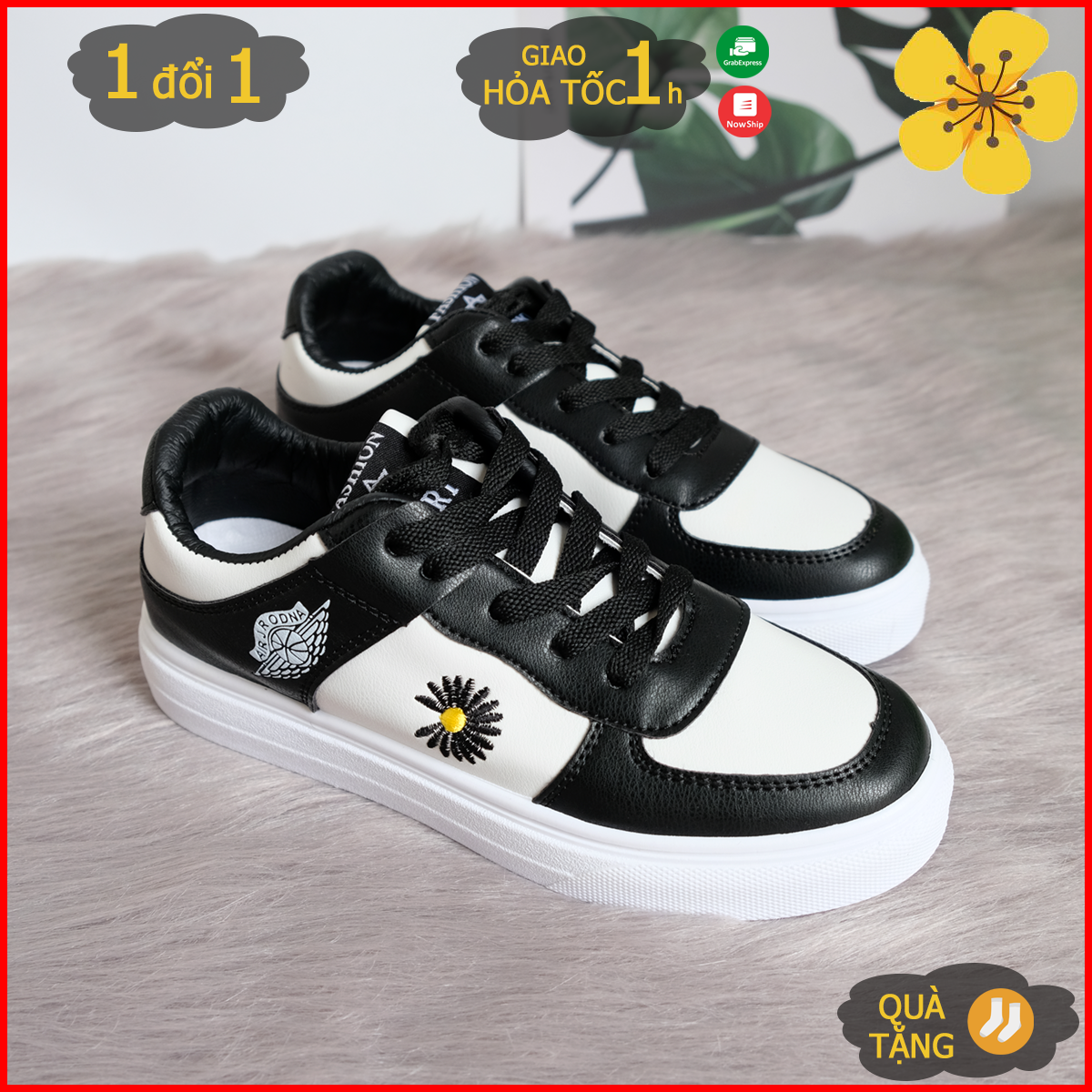 [HCM]Giày Bata hoa cúc màu đen giày thể thao sneakers hoa cúc màu đen hàng tết 2021 - May House shop