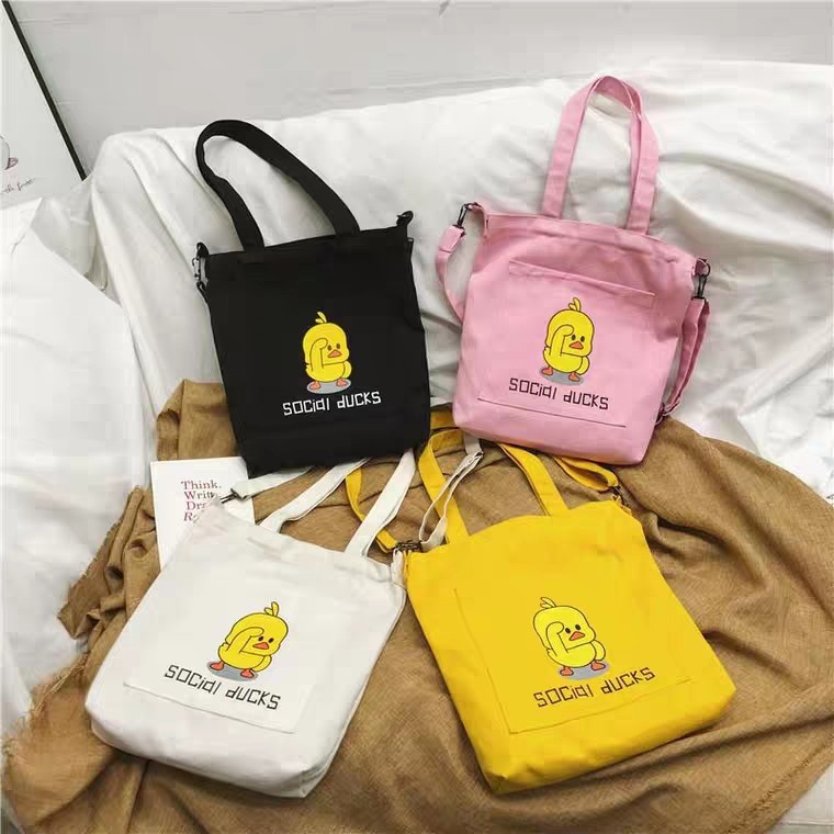 Túi xách tote vải Nữ đeo chéo hàn quốc - 1 Con Vịt