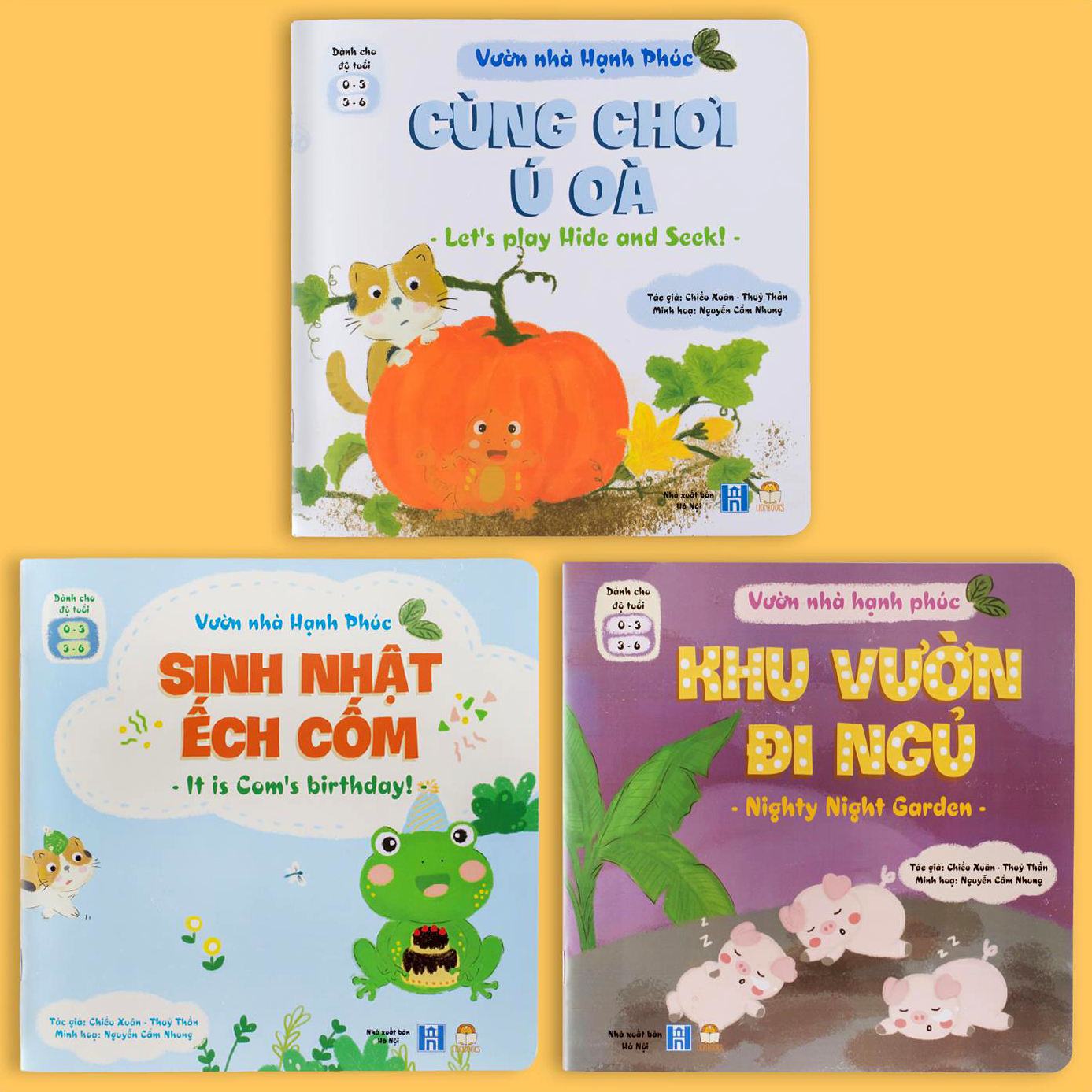 Sách Tương Tác - Bộ Vườn Nhà Hạnh phúc(3 cuốn) - Sách Truyện Song Ngữ Việt - Anh (Sách Đọc To Cho Bé 0-3 4-6 tuổi)