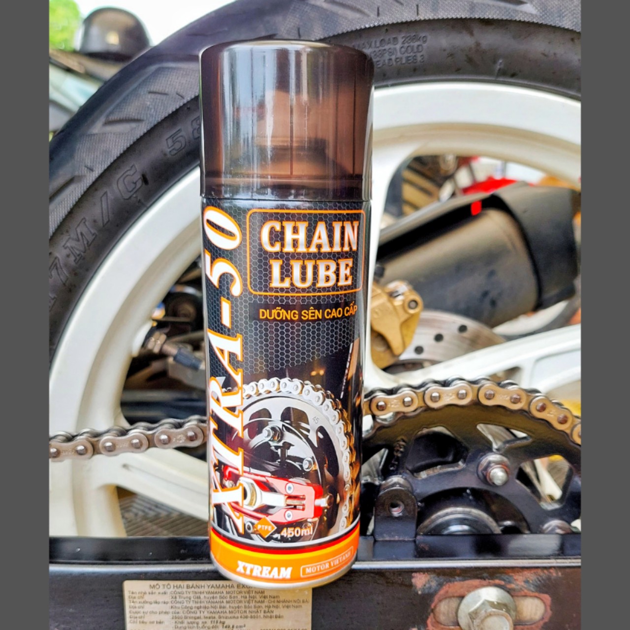   Chống Văng Chai Xịt Dưỡng Sên Xích Không Văng Xtra-50 chai xịt dưỡng sên xe máy xtream 