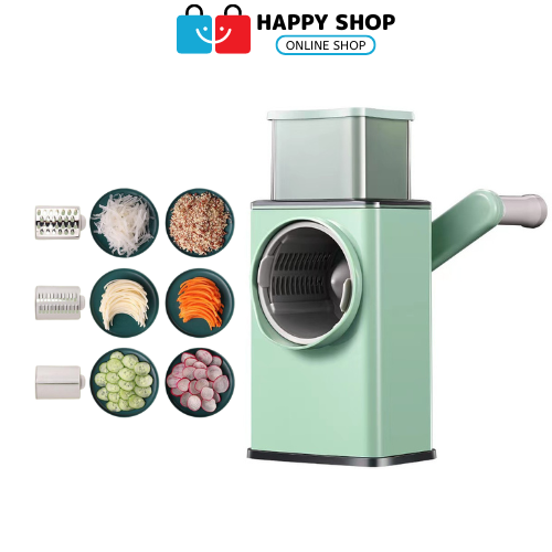 Máy Thái Lát Rau Củ Quả - Máy Bào Sợi Cắt Củ Quả Đa Năng Kèm 6 Lưỡi Dao Cắt Tiện Dụng
