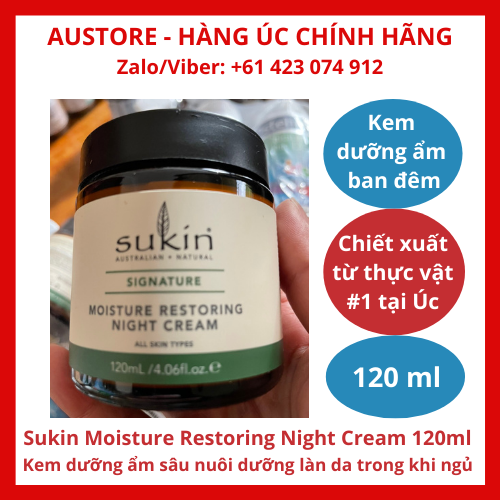 [Bill Úc] Sukin Moisture Restoring Night Cream 120ml - Kem dưỡng ẩm ban đêm Sukin chiết xuất từ thực vật #1 của Úc