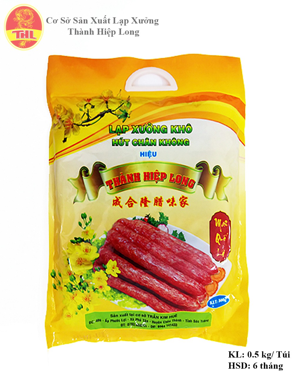 Lạp Xưởng Khô Mai Quế Lộ Sóc Trăng - Thành Hiệp Long - hút chân không túi 500gr