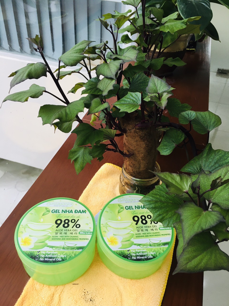 Combo 2 hũ gel nha đam dưỡng ẩm dịu da milaganics gel aloe vera 300ml