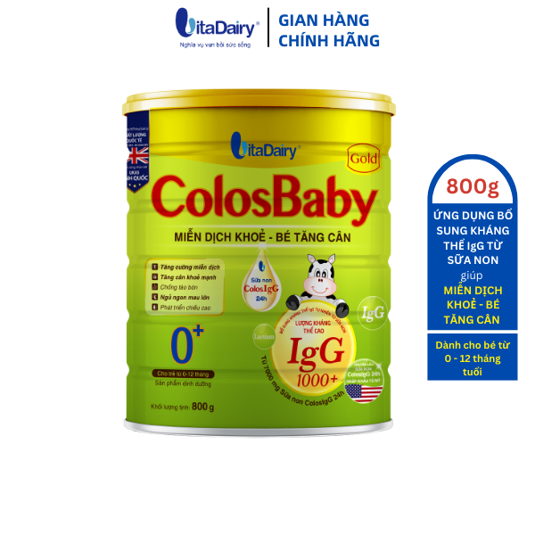 Sữa bột COLOSBABY GOLD 0+ 800g hỗ trợ bé tăng cân, miễn dịch khỏe, giảm ốm vặt - VitaDairy