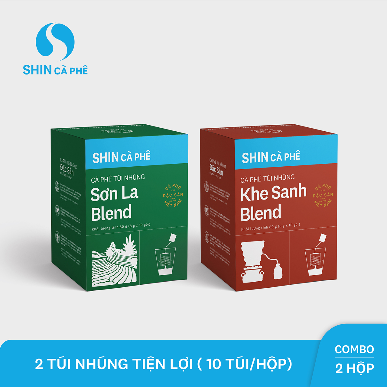 SHIN Cà Phê - Combo túi nhúng Sơn La và Khe Sanh - hộp 10 gói