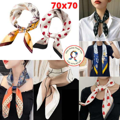 Khăn Lụa Vuông 70x70 Quàng Cổ Quấn Tóc Làm Áo Yếm Lụa- Sang Trọng Trang Nhã