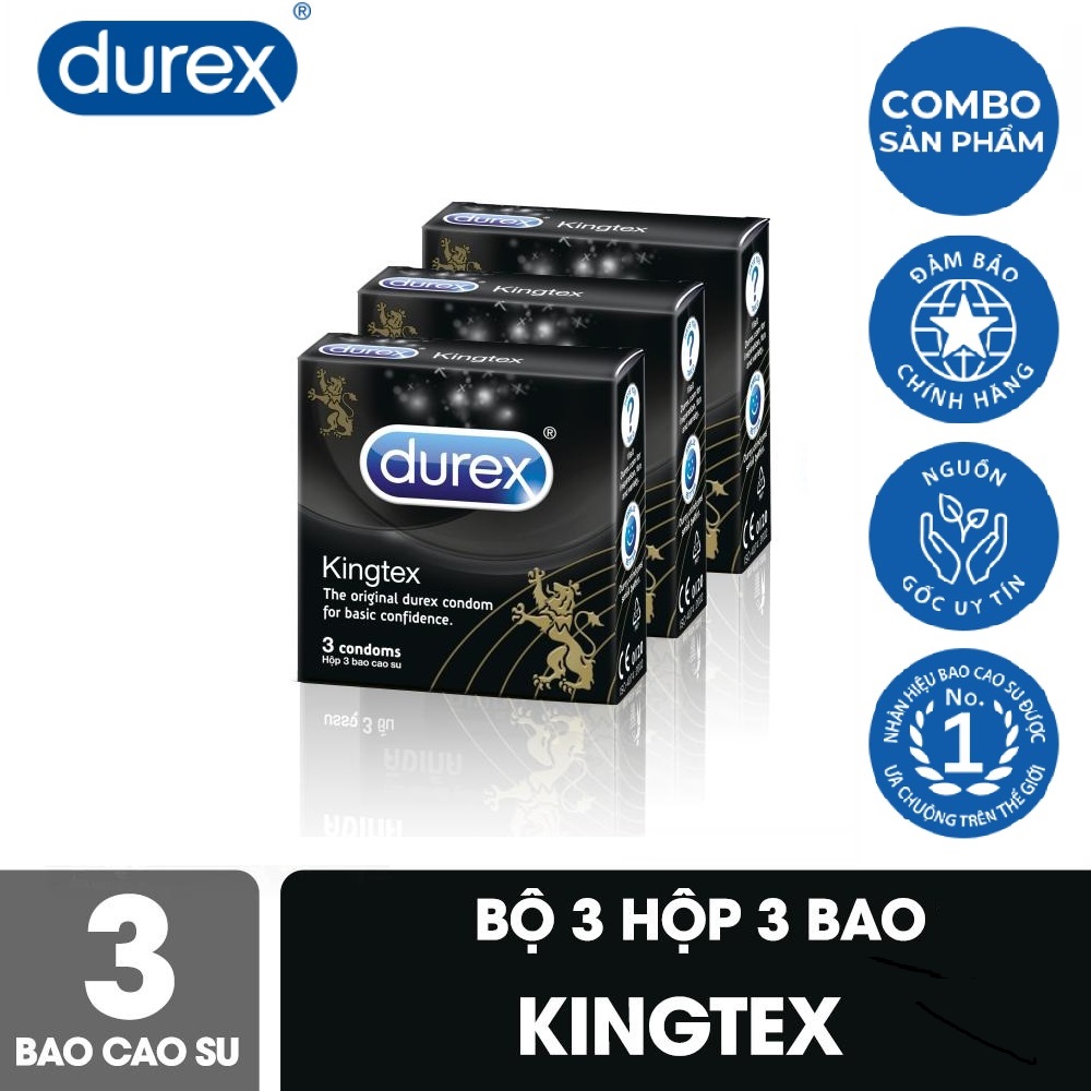 Bộ 3 Bao cao su Durex Kingtex 3 bao [ Che tên sản phẩm ]