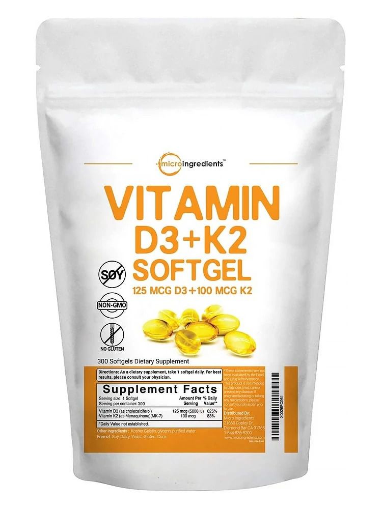 VITAMIN - MICRO INGREDIENTS - VITAMIN D3 + K2 - 300 SOFTGELS - Giúp tăng sức đề kháng chắc khỏe xương khớp - Từ Mỹ
