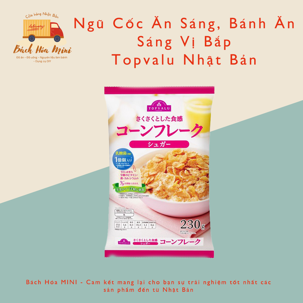 Ngũ cốc ăn sáng, bánh ăn sáng vị bắp topvalu nhật bản - bách hóa mini