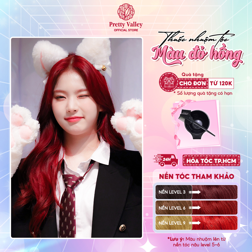 Thuốc nhuộm tóc, thuốc nhuộm màu ĐỎ HỒNG Molokai siêu dưỡng - Pretty Valley Hair