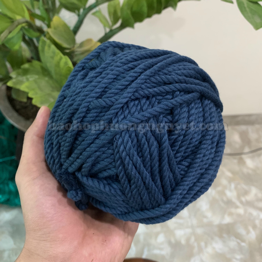 Dây thừng macrame màu se cotton xoắn màu xanh cổ vịt sợi mềm mịn