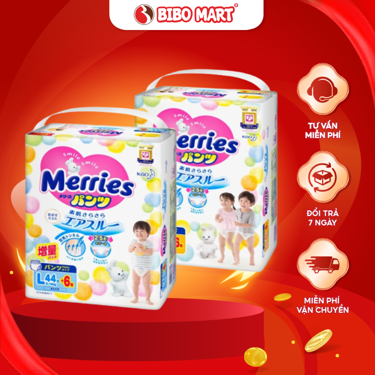   Mua 2 Giảm 30k  Tã Bỉm Quần Merries Nội Địa Nhật Chất Liệu Cao Cấp Thấm Hút Tốt Thiết Kế Lưng Chun Co Dãn M58 L44 XL38 XXL26 - Bibo Mart 