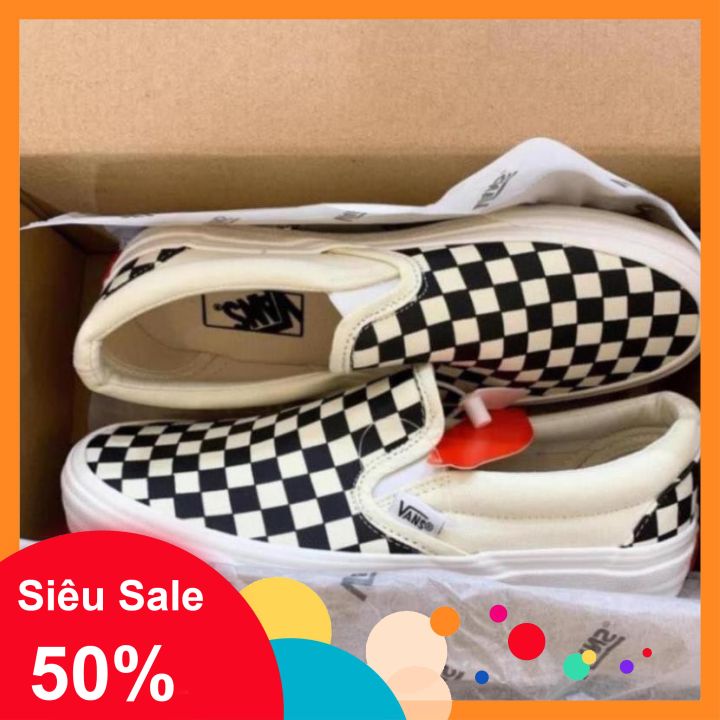 Giày 𝐕𝐀𝐍𝐒 Caro Slip-on lười nam nữ [ Full box bill ] Giày sneaker lười hot nhất 2021