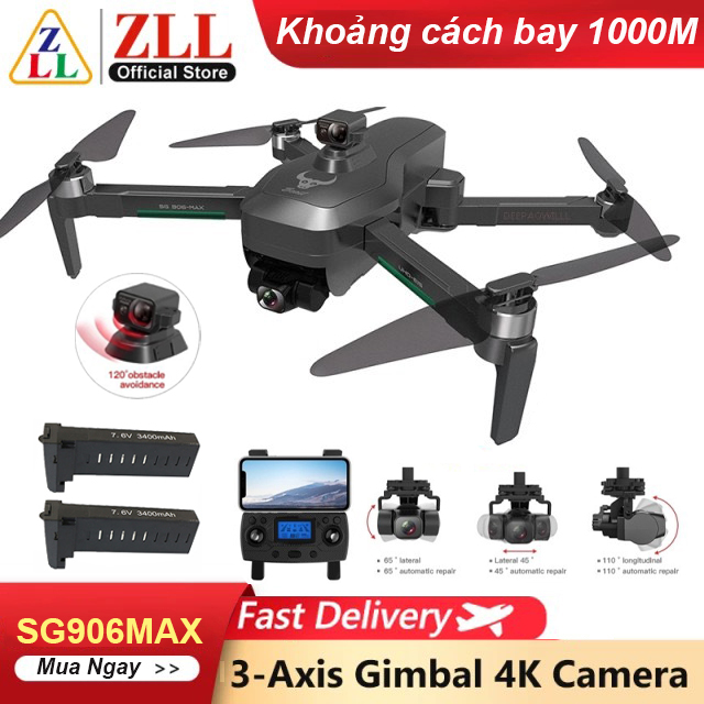 Flycam sg906 max sg906 pro 3 camera 4k uhd + evo gimbal chống rung eis 3 trục tránh chướng ngại vật động cơ không chổi than