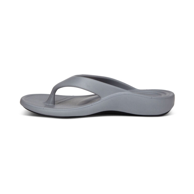 Dép nữ sức khỏe Aetrex Lynco Maui Flips Grey - dép kẹp giảm đau gai gót, dép đi biển
