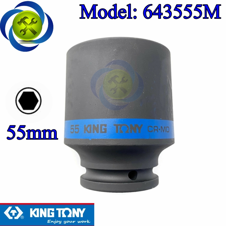 Đầu tuýp đen 55mm 3/4 inch kingtony 643555m loại 6 cạnh nặng 1.9kg