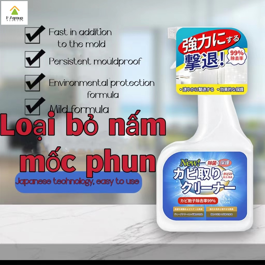 [ Nhật Bản ] Tẩy mốc tường nhà, tẩy sàn rêu mốc, tấm alu bẩn mốc ố vàng an toàn tiện lợi hiệu quả 330ml