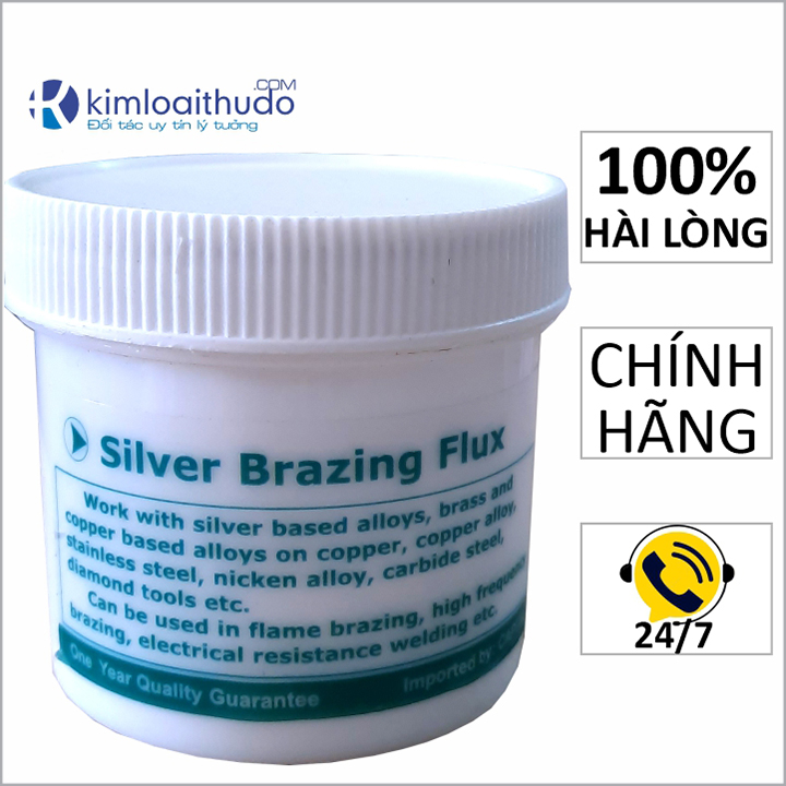 Bột hàn Silver brazing flux hàn với que hàn đồng vảy bạc, que hàn đồng thau, hàn ống đồng, hàn ống điều hòa, niken, nhôm rất hiệu quả