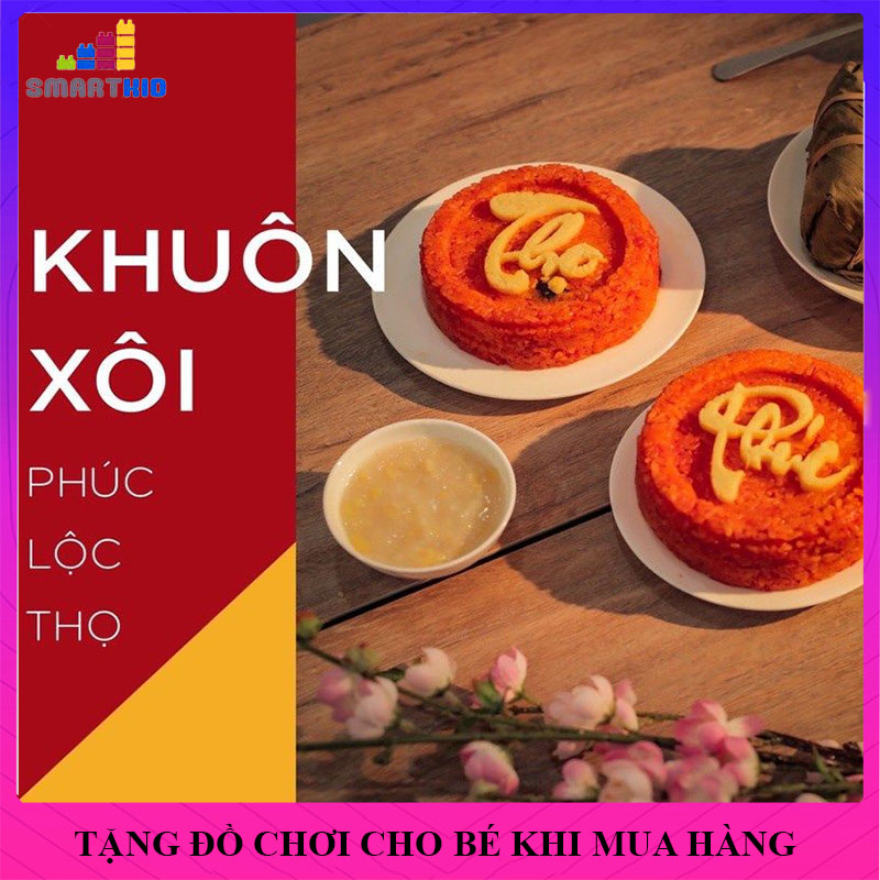 Bộ Khuôn Làm xôi Phúc Lộc Thọ 5 Chi Tiết, Chất Liệu Nhựa An Toàn Chịu Nhiệt, Khuôn Làm Bánh