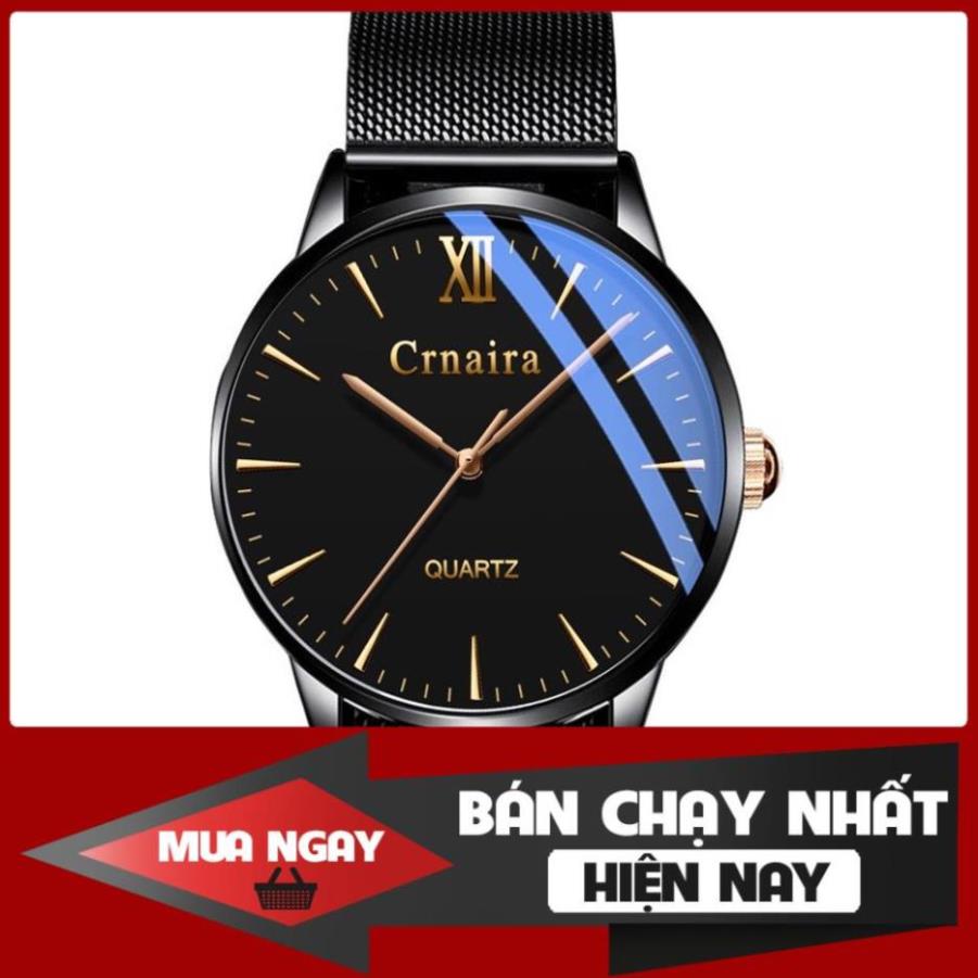 Đồng hồ nam crnaira japan c3079 siêu mỏng dây thép lụa cao cấp