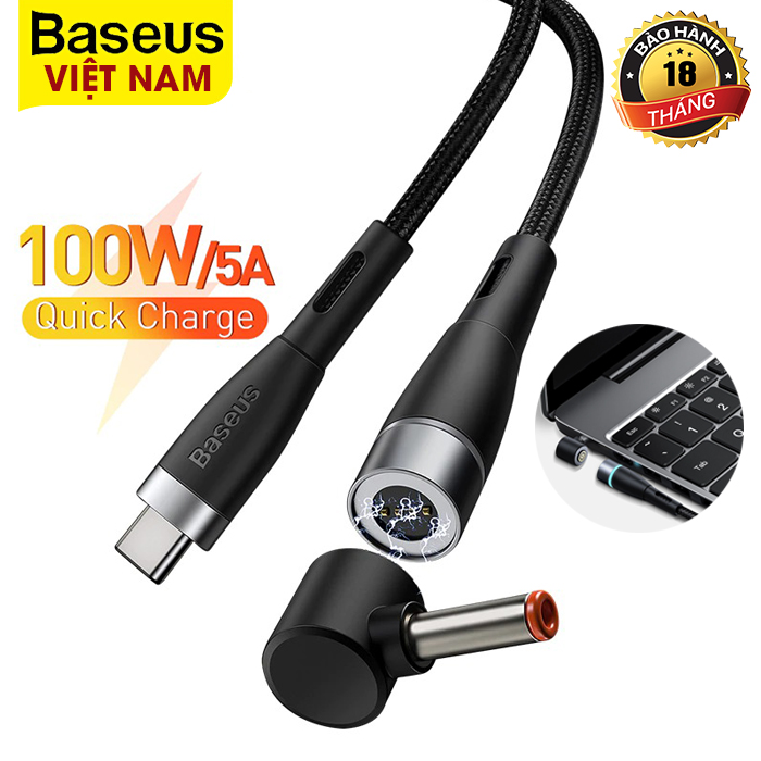 Cáp sạc nam châm Baseus Type-C to DC cáp sạc 5A công suất 100W sạc nhanh dùng cho laptop
