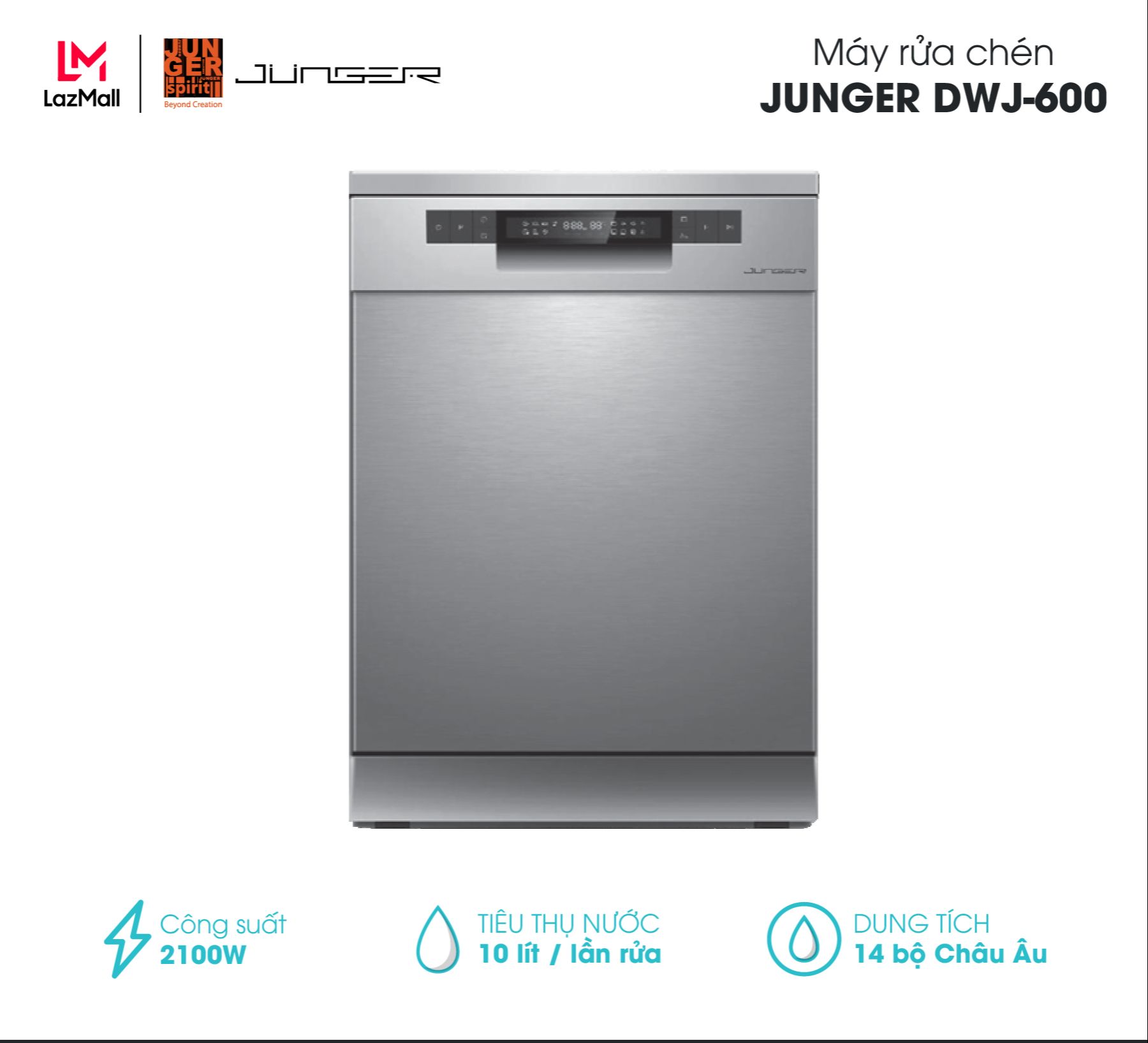 Máy rửa chén junger dwj-600 - công suất 2100w | bảo hành 2 năm chính hãng