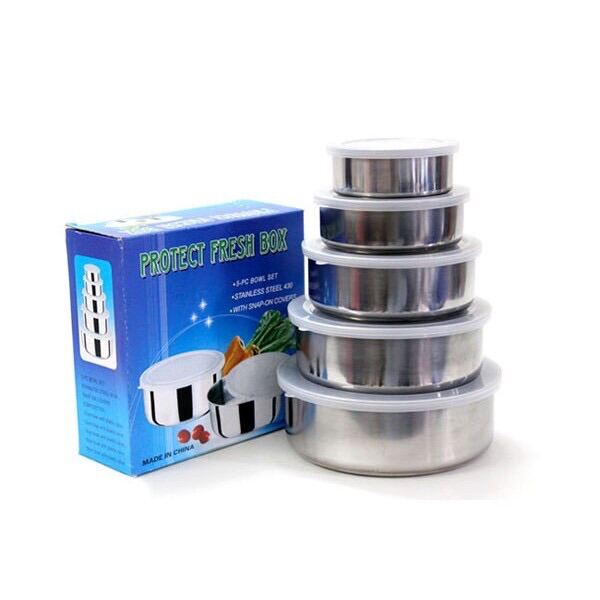 Bộ thố 5 cái inox có nắp đậy tiện dụng