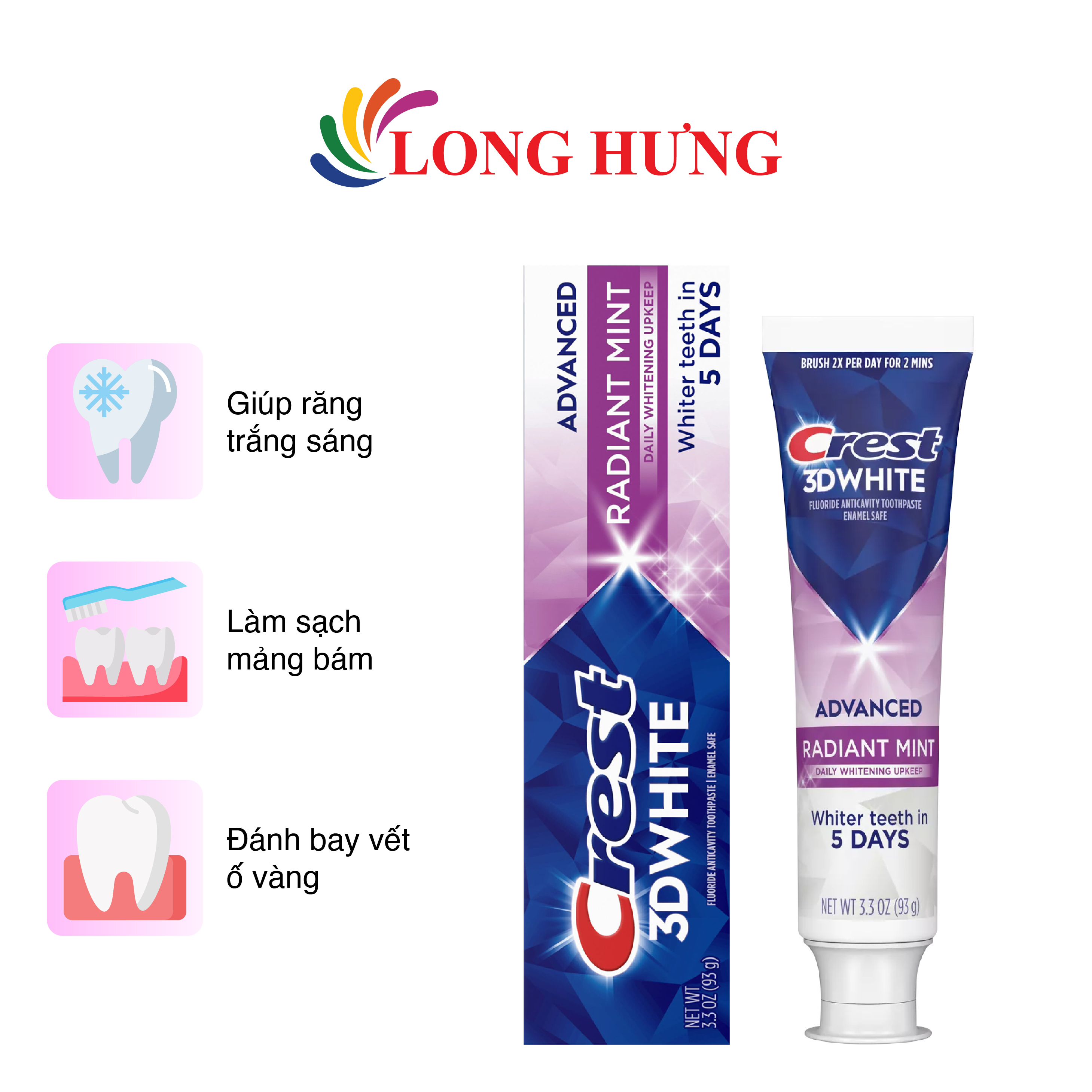 Kem đánh răng Crest 3D White Radiant Mint (93g)