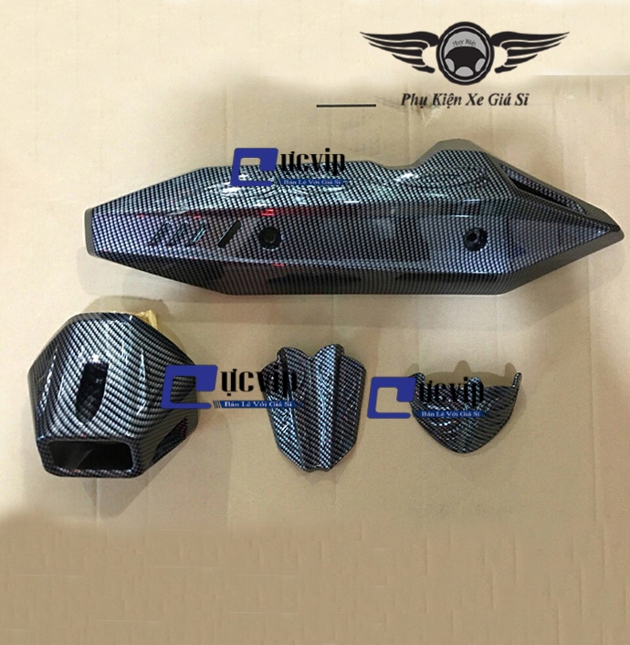 Bộ 4 món Carbon Cho Xe Vario 2018 - 2020 (Gồm : Ốp Pô + Chụp Đích Pô + Chụp Mỏ Dè Trước Sau) MS2839