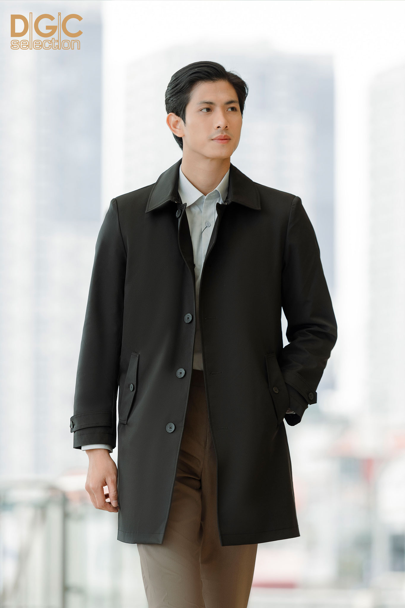 Áo măng tô nam 3 lớp dáng dài DGCs - Thiết kế cổ đức sang trọng - WAMTBC03M