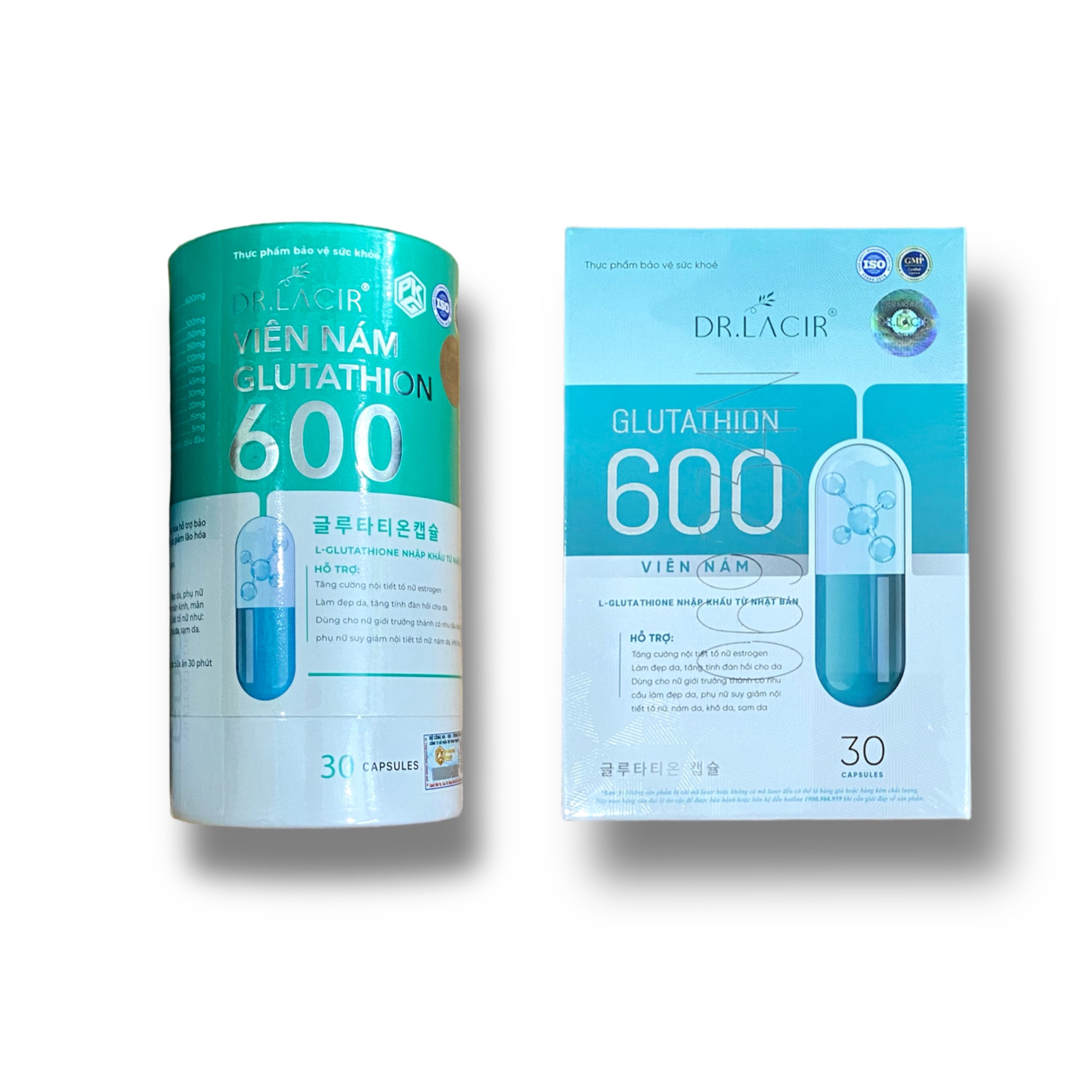 Viên Uống Nám Trắng Da Glutathione 600 Dr Lacir Hộp 30 Viên Chính Hãng (Mẫu cũ & Mẫu mới)