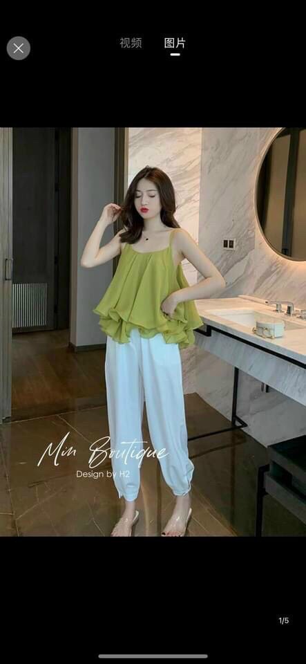 Áo voan 2 dây 2 lơp form dấu quần siêu xinh