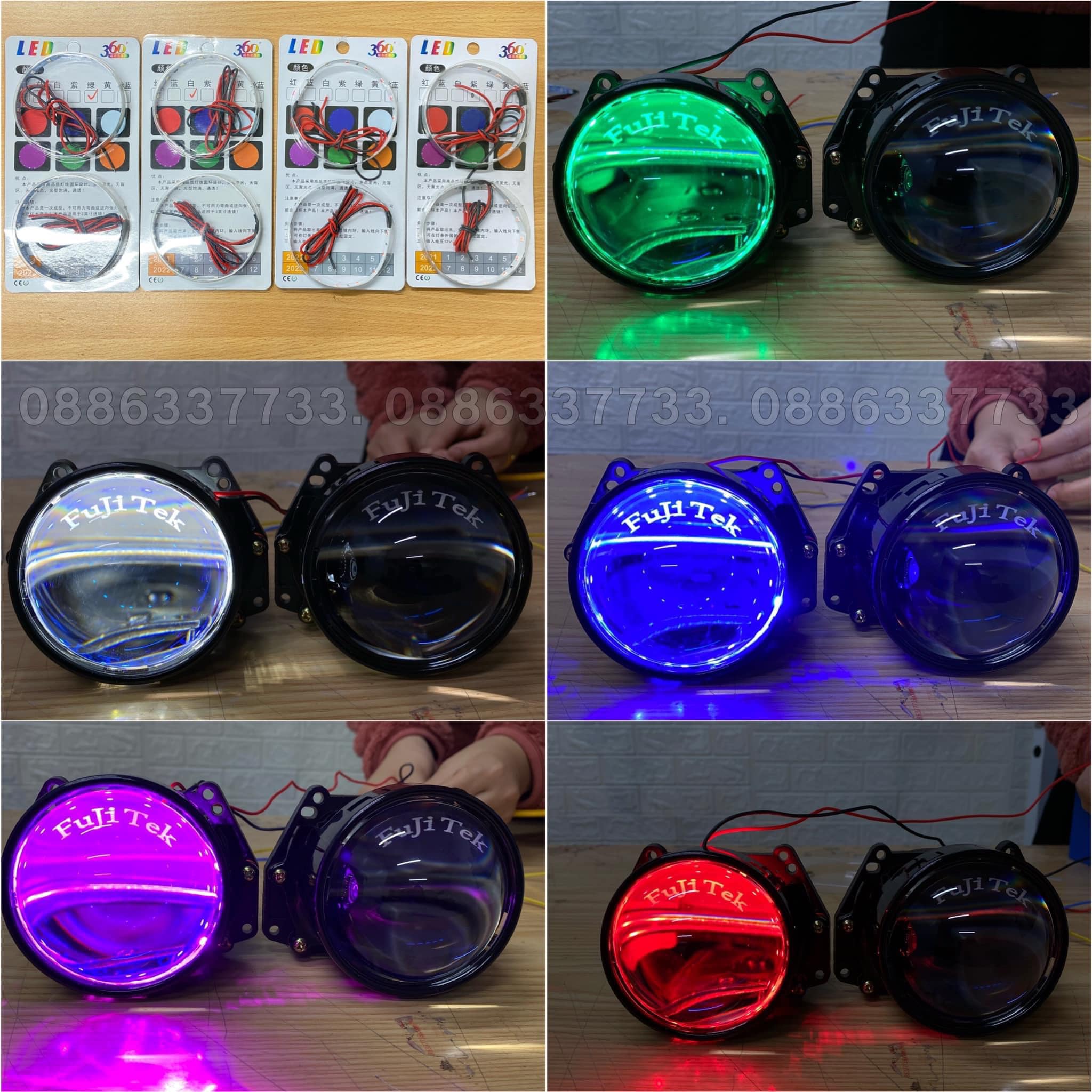 2 Led mắt quỷ loại 1 màu và loại đổi màu trên điện thoại dành cho ô tô , xe máy