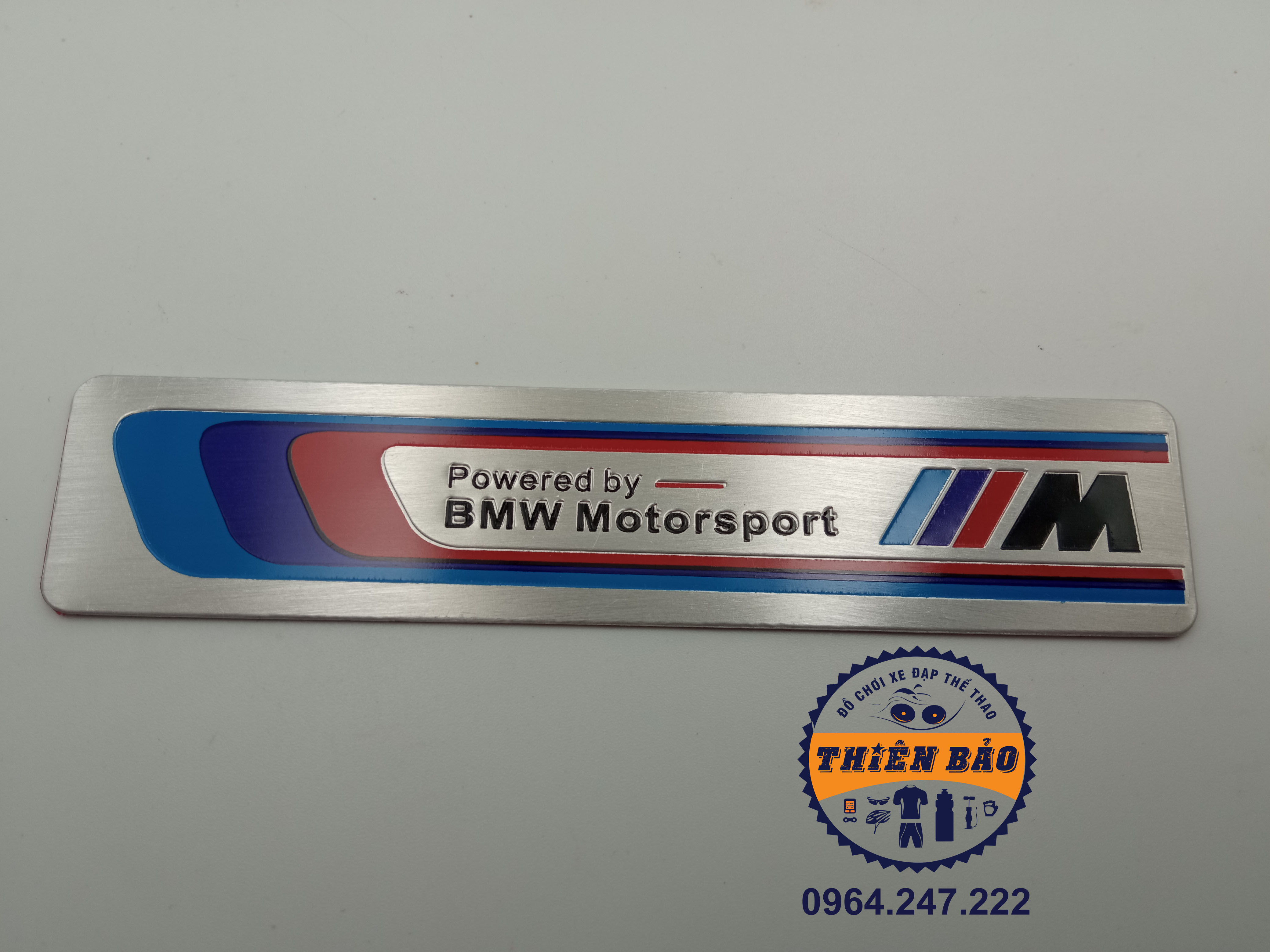 Decal dán xe máy bmw, logo tem xe nhôm bmw motorsport dài 4 màu #27