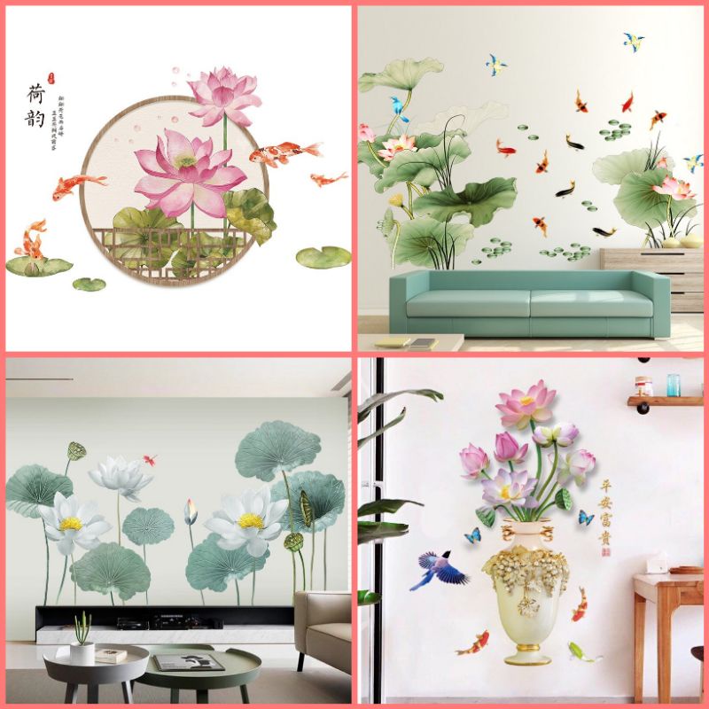 Decal dán tường hoa sen