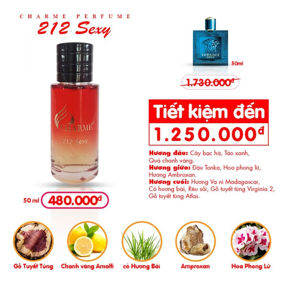 Nước hoa unisex charme 212 sexy dung tích 50ml chính hãng