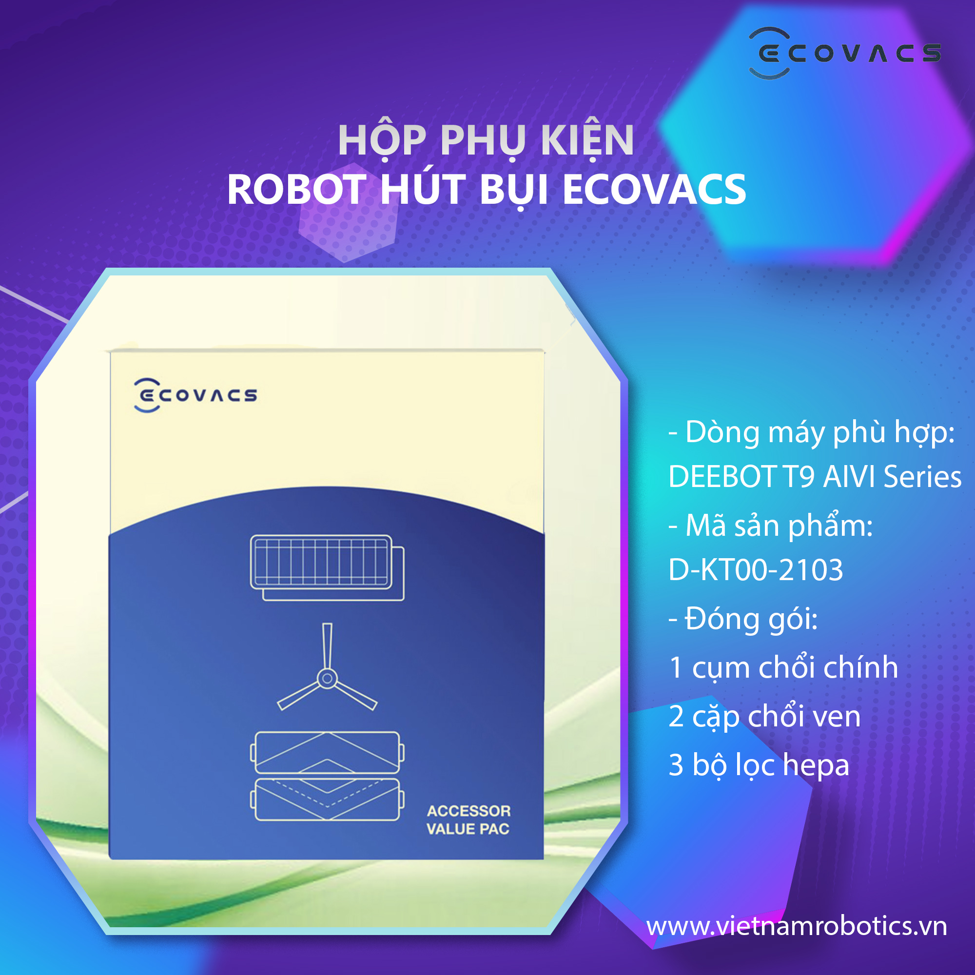 Hộp phụ kiện ecovacs deebot t9 aivi - hàng chính hãng - bản quốc tế