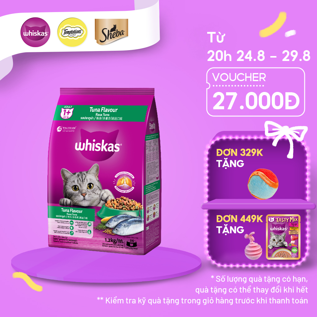 Thức ăn mèo Whiskas túi 1.2kg