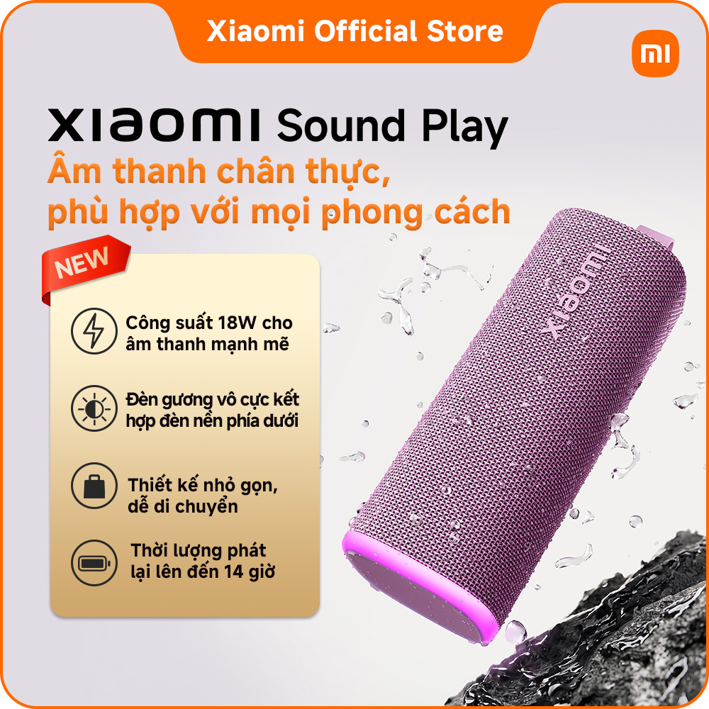 Loa bluetooth Xiaomi Sound Play | Công suất 18W cho âm thanh mạnh mẽ, nổi ba chiều | Kết nối tối đa 100 thiết bị với Auracast để chia sẻ âm nhạc | Ghép nối TWS để có âm thanh nổi ba chiều stereo