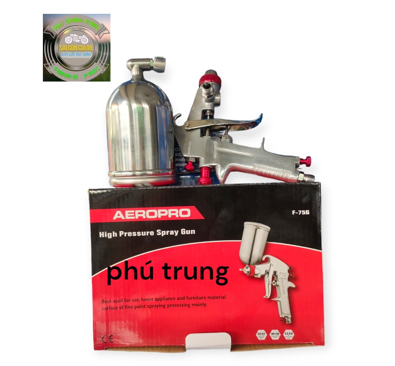 Súng phun sơn f75 chính hãng megapro loại 1.3mm, 1.5mm
