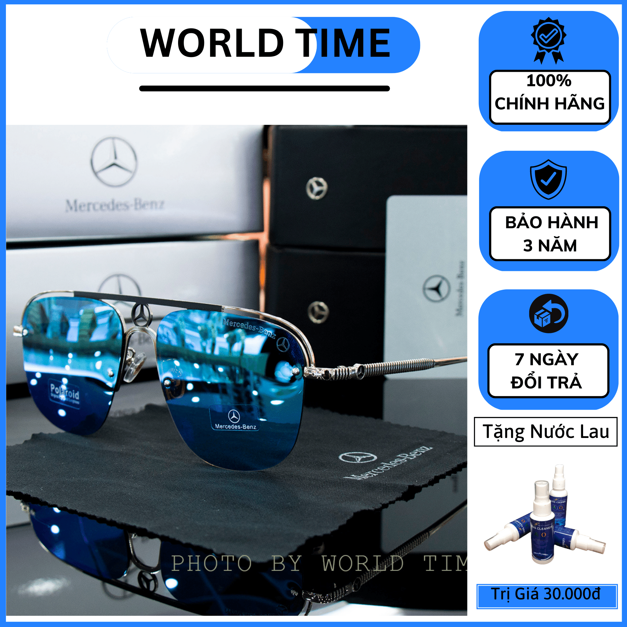 Kính mát nam Benz-B4  Kính mát nam nữ thời trang cao cấp full box tròng Polazied chống lóa  chống tia UV cực tốt bảo hành 12 tháng tặng kèm khăn lau + nước lau kính siêu sạch