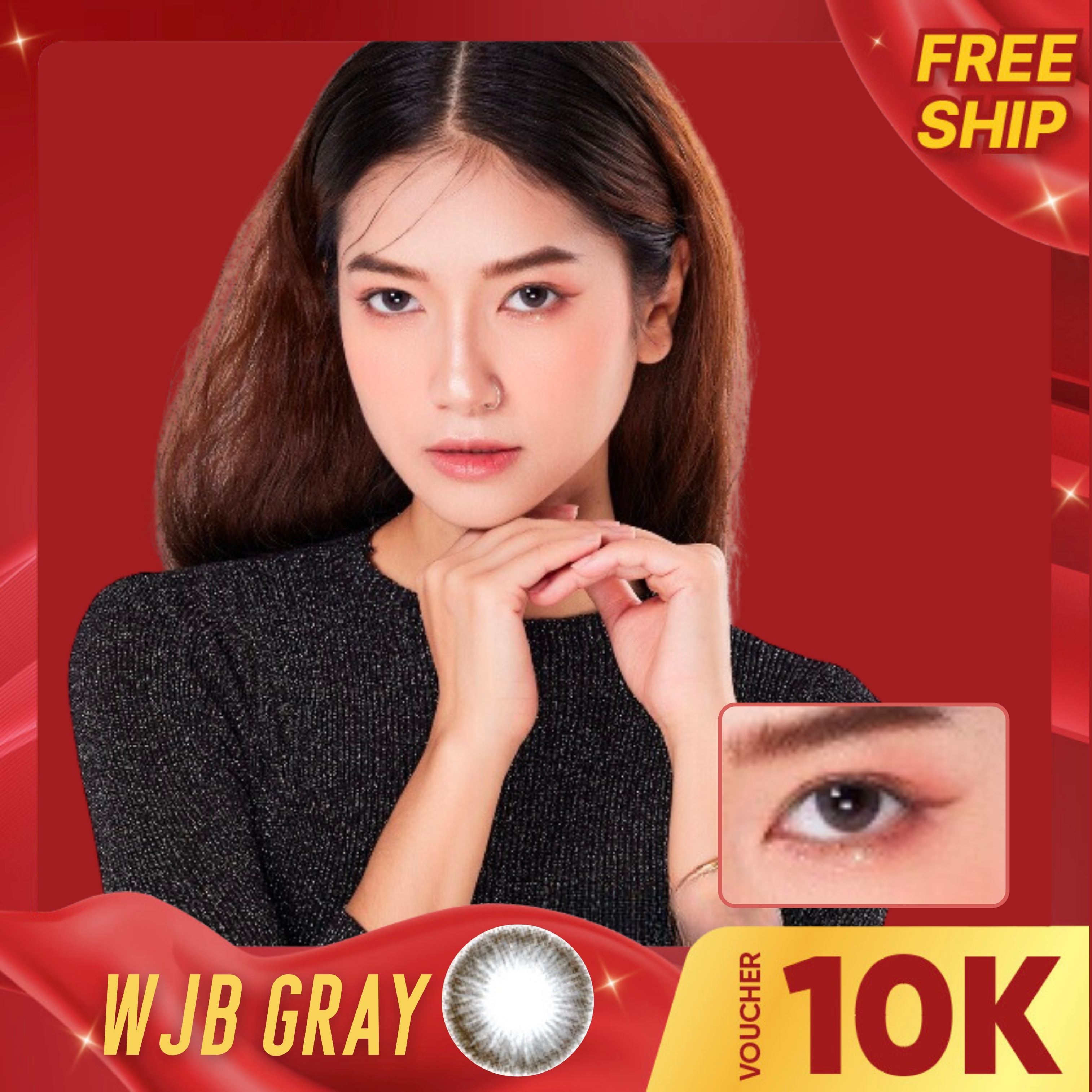 Kính áp tròng wjb gray 6 tháng, lens xám có độ