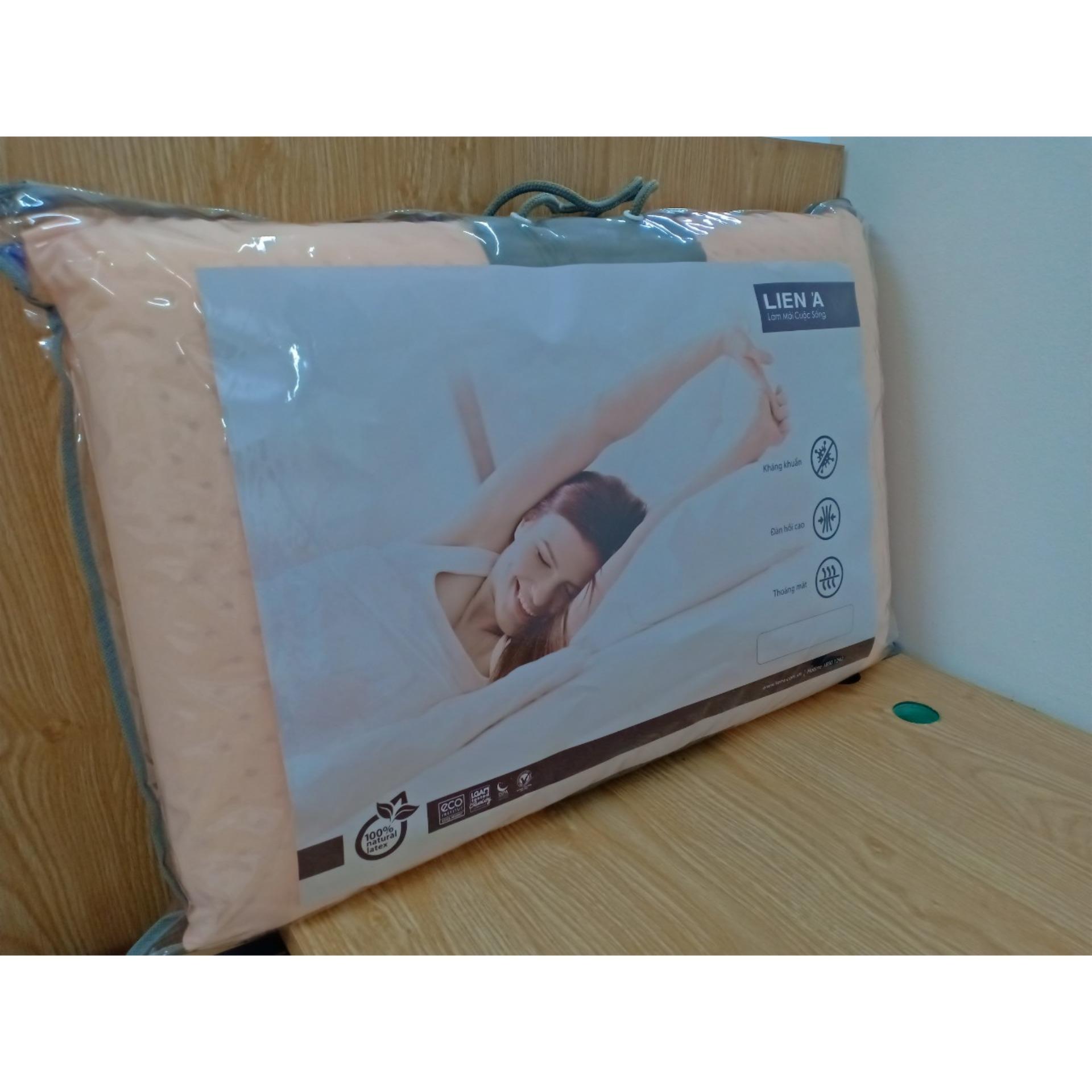 Gối nằm 100% Cao Su Thiên Nhiên Liên á Oval 45x65x12cm, độ đàn hồi cao, nâng đỡ tốt,êm ái.