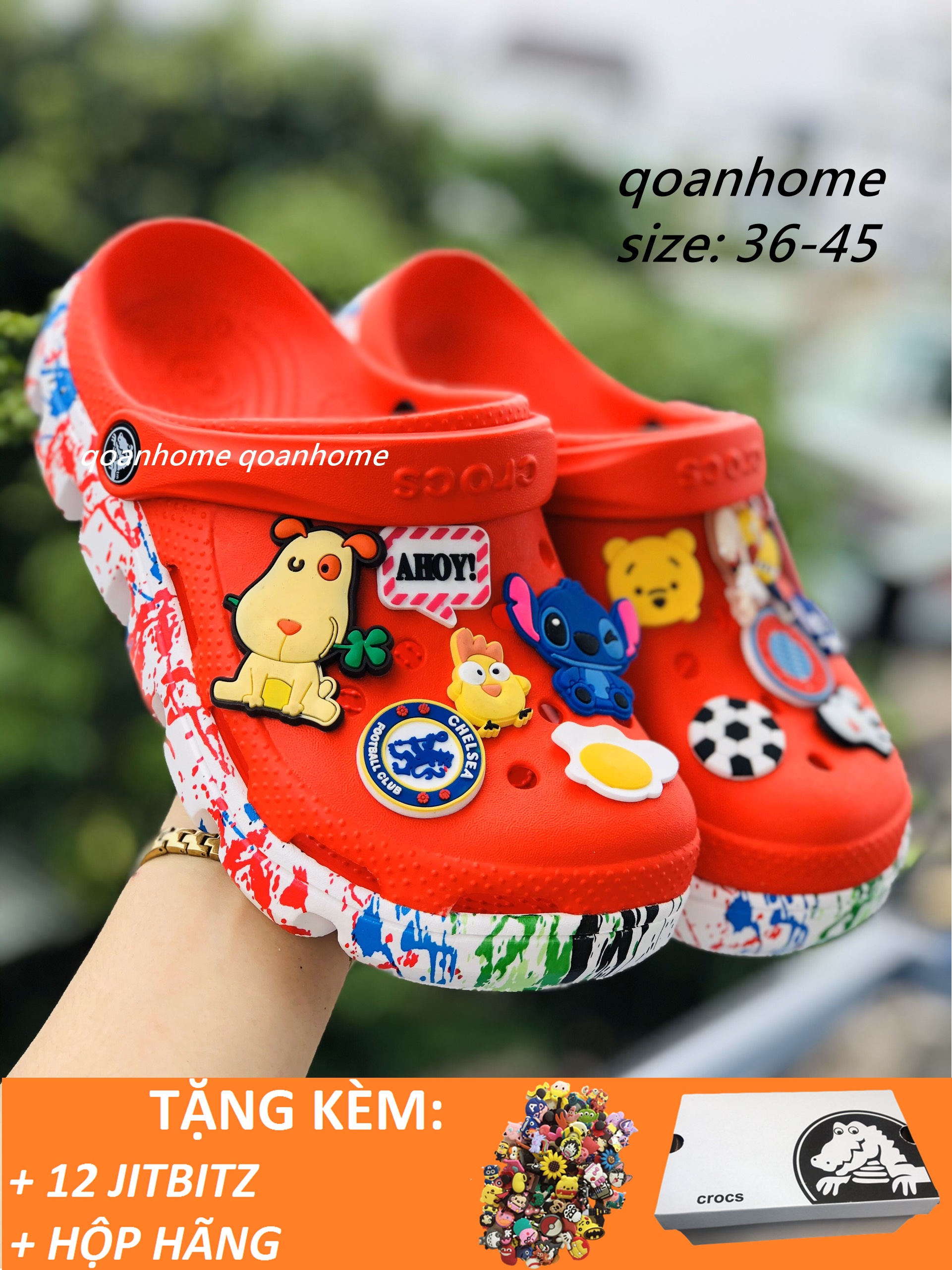 DÉP CÁ SẤU CROCS ĐỎ ĐỂ VẨY SƠN- DÉP QUAI NGANG CROCS DUET SPORT -  DÉP CÁ SẤU - DÉP QUAI NGANG CÁ SẤU - DÉP SỤC- DÉP CROCS