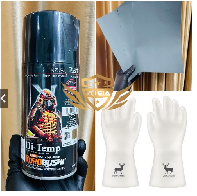 Sơn cổ pô xe máy, chịu nhiệt, chống cháy samurai h2 đen mờ 300ml - chính hãng samurai